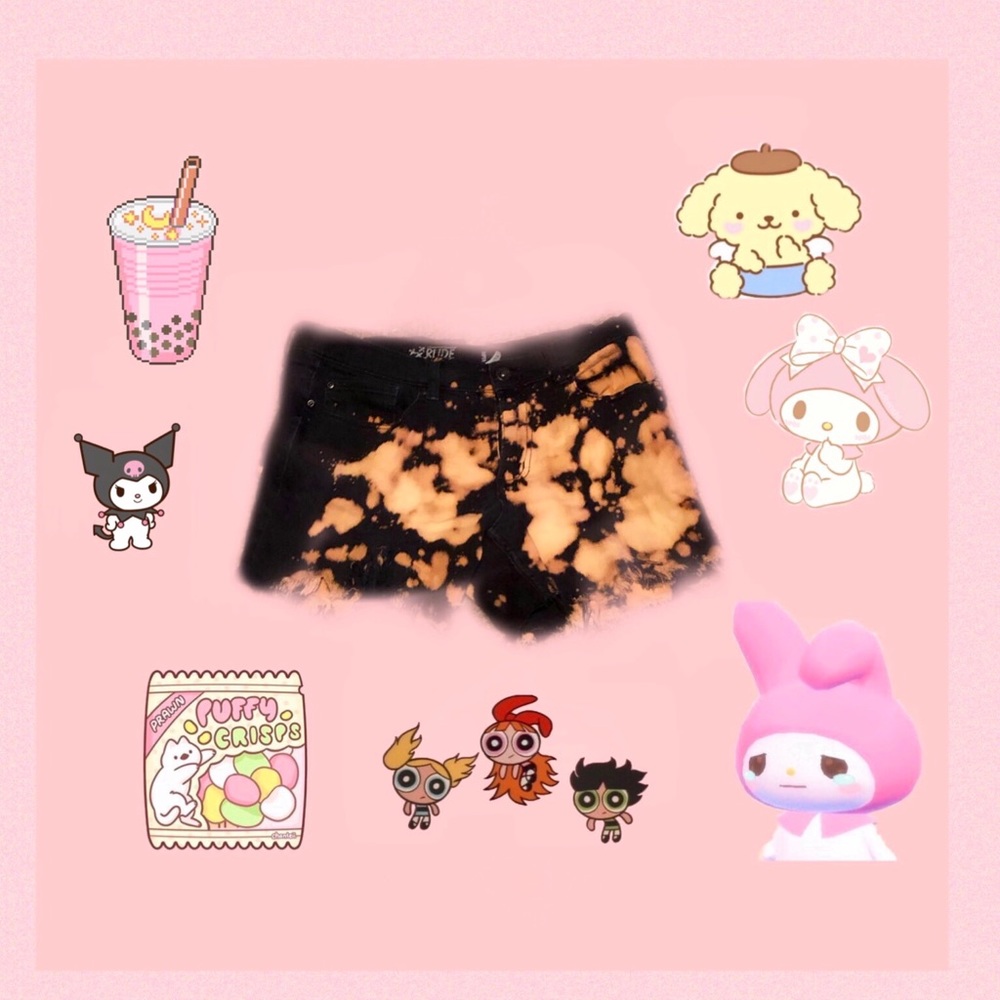 Bleached grunge ripped shorts